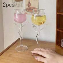 1/2/4 件优雅玫瑰花形玻璃高脚杯 - 高脚水杯，是角色扮演、婚礼庆典、情人节浪漫花卉玻璃器皿的理想礼物