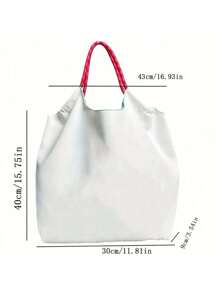 新款时尚百搭 PU 刺绣手提包，大容量购物手提袋 - 彩色 - 查看 5