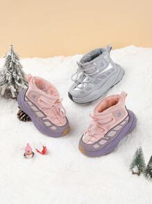 Annil 女童雪地靴，保暖内衬，加厚，适合冬季，防水，适合女孩和婴儿，也是东北地区的童鞋。 - 粉色 - 查看 9