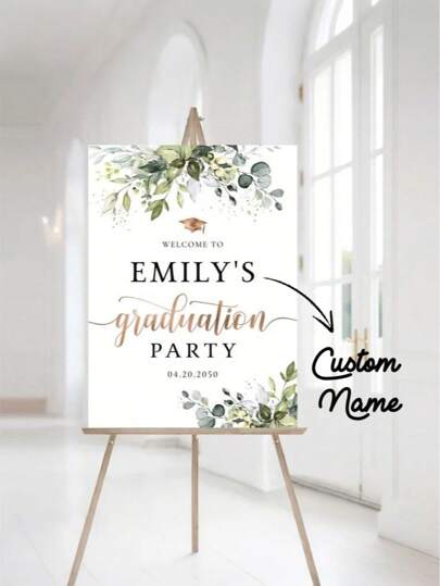 1pc Personalized Graduation Welcome Poster, Customized Name Date, Graduate Welcome Poster, Graduate Party Welcome Poster Decoration, Graduation Courtyard Sign, Graduation Party Decoration Welcome Poster, Elegant Graduation Celebration Poster, Ideal Gift For Graduates, Graduation Party Decorations, For Students, Friends, Family, Leave A Good Memory For Youth