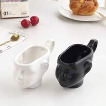 1 Pieza Taza de cerámica con forma de cara, taza de café de cerámica exquisita con asa mate, también se puede usar para plantar macetas, decoración, perfecta para el hogar, la oficina, regalos de cumpleaños/conmemoración