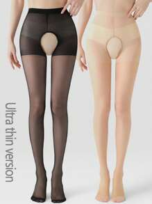 1条大码开裆120D连裤袜，塑形显瘦，穿着舒适性感，适合体重200磅以上的女性，有两种厚度可选，适合春夏穿着，舒适保暖。 - 彩色 - 查看 10