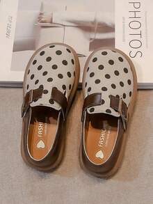 1 Đôi Giày Đế Bằng Thanh Lịch Tối Giản Chấm Bi Cho Bé Gái, Thích Hợp Cho Mùa Hè - Màu be - Xem 5