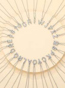 1 件时尚简约 24 个字母合金锆石项链，适合男士、女士、情侣日常佩戴 - A3120 - 查看 1