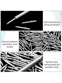 100/200 件双面无损木钉山羊角钉木制成型钉无头双头尖头钉 - 銀色 - 查看 6