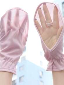 1 par de guantes sin dedos protectores del sol de verano para mujeres, mangas finas de fibra de bambú para conducir, actividades al aire libre, anti-UV