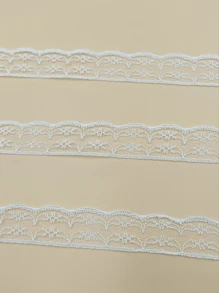 1pc/10yards White & Black Lace Trim, DIY Clothing, Hat, Craft, Embroidery Lace Ribbon, Bow Decor, Gift Box Packaging - White - View 5