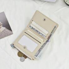 New Korean Style Women Pleated Mini Card Holder Ins Compact Multi-Card Slots Solid Color Versatile Card Wallet For Women Wallet Mini Wallet Purse Wallet Fall Small Wallet Cute Wallet Autumn Wallet Money Wallet - White - View 3