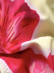 Bañador de mujer con flores de hibisco amarillas para los días de verano, desde la piscina hasta la playa, conjunto de bikini básico y elegante con decoración floral para playa
