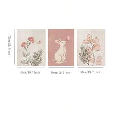 3pcs Watercolor Wall Art Prints Set - Art Decor Modern Classic Spring & Winter Animals Theme - Frameless Butterfly & Rabbit Canvas Posters For Bedroom, Room, Dining Room - Indoor Portrait Wall Hanging Decor - Gift Idea For Home, Office & Living Spaces Gifts Birthday Graduation - Black - View 6