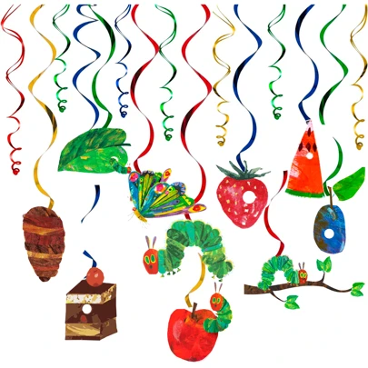 FRUITFUL PARTY. Very Hungry Caterpillar Hanging Swirls, 40 Pcs The Very Hungry Caterpillar Birthday Decorations Swirls, Hungry Caterpillar Party Decorations Swirls & Caterpillar Theme Party Swirls For Friends Who Have Birthdays