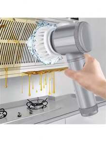 Electric Rotating Washer, Bathroom Cleaning Brush, Electric Washer With 5 Replaceable Brush Heads, Electric Cleaning Brush - Grey Cleaning Brush Seven Heads - View 3