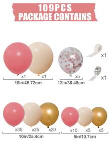 107pcs Vintage Pink Golden Orange Confetti Latex Balloons, Perfect For Birthday Decor Party Decorations, Birthday Gifts Party Favor, Gender Reveal Decoration Wedding Decor Babe Shower Decor, Home Decor, Room Decor, Wall Background Photography Background Party Decoration, Decorative Balloon Arch Kit