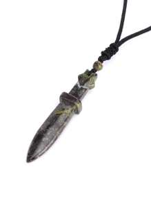 1 件 CSJA 复古剑水晶吊坠项链护身符天然宝石虎眼石紫水晶黑曜石项链男女通用可调节绳链珠宝礼物 H559 - Necklace - 查看 9