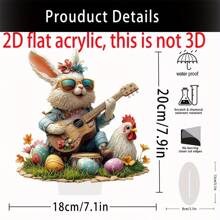 Adornos de escritorio de Pascua: adorable conejito de guitarra, letrero de mesa, adornos acrílicos planos para el hogar. - vistoso - Ver 8