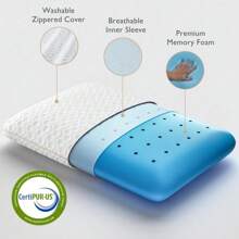 Memory Foam Pillow Medium Firm - Gel Foam Pillows For Sleeping Standard Size - Orthopedic Bed Pillows For Neck Pain - Stomach And Back Sleepers - 白色 - 查看 1