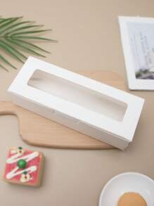 5pcs Long Rectangular Window-Lid Mooncake, Snow Flake Cake, Mung Bean Cake, Cookie Packaging Boxes - Brown Long Strip Window-5pcs - View 6