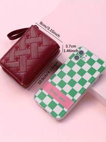 Furlong Lach 1 pieza Cartera corta de mujer con bordado en forma de corazón, cierre de cremallera versátil y sencillo, monedero con gran capacidad, cartera de mujer de tres pliegues con portador de tarjetas, mini cartera, cartera pequeña para mujer