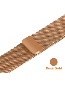 1pc Unisex Milanese Magnetic Mesh Metal Watch Band, Compatible With 38/40/41/42/44/45/46/49mm Apple Watch Ultra/SE/10/9/8/7/6/5/4/3/2/1 - Rose Gold - View 3