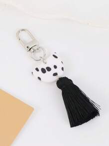 1pc Contrast Color Polyester Key Chain, Unique Tassel Accessory, Elegant Gift For All Seasons