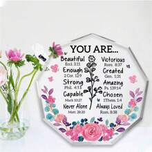 1pc Prachtige Acryl Plaquette - Inspirerend Christelijk Geschenk Met Opbeurende Bijbelvers En Gebed Voor Vrouwen, Beste Vriend, Huis, Woonkamer, Kantoorinrichting - Perfect Religieus Geschenk Voor Haar
