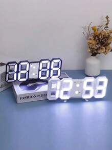 1 pièce Horloge réveil LED 3D numérique avec veilleuse, silencieuse, horloge électronique simple, horloge de bureau, horloge murale à brancher, ornement de bureau d'ordinateur, ambiant, horloge numérique 3D lumineuse, décoration de veilleuse pour chambre à coucher, salle de jeux e-sports