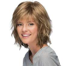 1 Piece 12 Inch Elegant Ladies Short Layered Hairstyle Bob Ladies Brown Blonde Silver Straight Synthetic Wig, Gradient Brown Natural Fluffy Wig Rose Mesh Cap - Brown - View 1