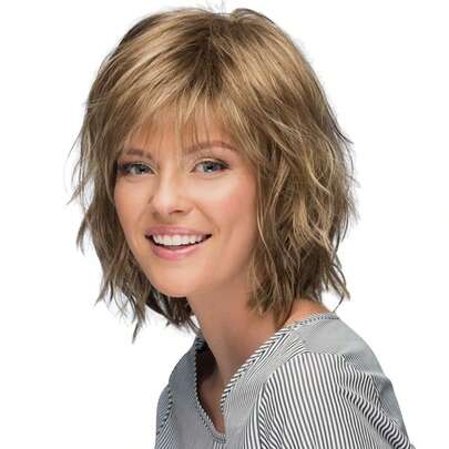 1 Piece 12 Inch Elegant Ladies Short Layered Hairstyle Bob Ladies Brown Blonde Silver Straight Synthetic Wig, Gradient Brown Natural Fluffy Wig Rose Mesh Cap