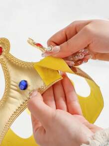 1 pieza Corona de rey dorada, tela con diamantes, disfraz de príncipe, decoración de pastel, sombrero de regalo de cumpleaños, regalo de fiesta, evento de artes escénicas, corona de baile de disfraces, tiara de rey, tocado de Halloween, sombrero de cumpleaños, carnaval.