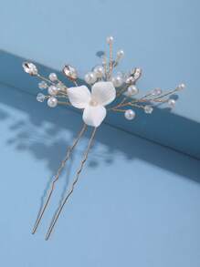 1pc Handmade Clay Flower Crystal Simple & Cute Hair Clip, Suitable For Spring, Wedding, Daily And Other Occasions