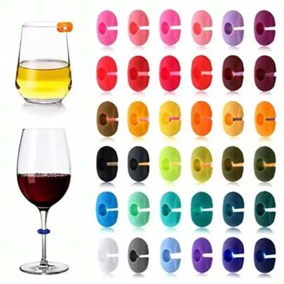 Silicone Wine Glass Marker Juice Champagne Cup Goblet Label Mug Tag Bar Wedding Identification Color Random Party Tools, For Outdoor, Camping
