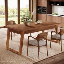 Tribesigns 55-Inch Dining Table With Storage Drawer For Dining Room, Rectangular Mid-Century Modern Dinner Kitchen Table With Solid Wood Legs For 4-6 People - Màu nâu óc chó - Xem 4