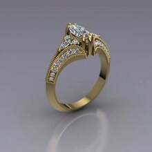 14K vergoldeter eleganter Damen Verlobungsring mit funkelndem synthetischem kubischem Zirkonia, Ehering passend für Damen Verlobung und tägliche Mode, Kupfer mit tropfenförmigem Zirkonia, geeignet für Valentinstag, alle Jahreszeiten, Hochzeit und Party