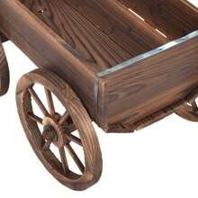 Lifezeal Wood Wagon Flower Planter Pot Stand W/Wheels Home Garden Outdoor Decor