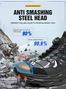 Obrotowe buty robocze z noskiem stalowym, modne buty sportowe męskie/damskie, odporne na rozbicie, antyprzebiciowe, wygodne buty robocze z poduszką powietrzną, oddychające buty robocze męskie/damskie, buty robocze ochronne męskie/damskie - Czarne - Zobacz 12