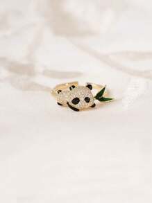 1pc Cute Panda & Bamboo Themed Ring, Exquisite Unique Design, Ideal Gift For Friends