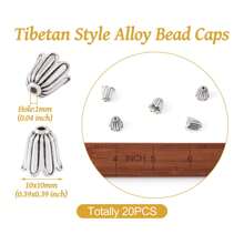 20 piezas Cuentas espaciadoras con forma de flor en color plata envejecida de 10x10mm, casquillos terminales metálicos para hacer joyas DIY