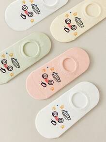 1/3/5/10 par niewidocznych skarpetek damskich, krótkie skarpetki, białe skarpetki, skarpetki damskie, śliczne skarpetki, skarpetki dziewczęce, czarne skarpetki, detale z kreskówek, oddychająca konstrukcja z otworami prowadzącymi, odprowadzanie wilgoci, miękkie i gładkie, odpowiednie na różne święta, sport, wypoczynek, biznes i inne codzienne ubrania, można nosić przez cały rok, kombinacje kolorów są losowe.