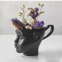 1 Pieza Taza de cerámica con forma de cara, taza de café de cerámica exquisita con asa mate, también se puede usar para plantar macetas, decoración, perfecta para el hogar, la oficina, regalos de cumpleaños/conmemoración