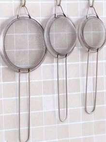 1pc/3pcs(S-M-L) Stainless Steel Fine Mesh Strainer With Handle - Kitchen Tool For Sifting And Sieving - Multicolor - View 3