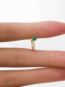 2pcs Mini 925 Sterling Silver Color Clover Stud Earrings, Hypoallergenic Gold Three CZ Triange Stud Earrings, For Women's Daily Wear - Shamrock Earrings - View 5