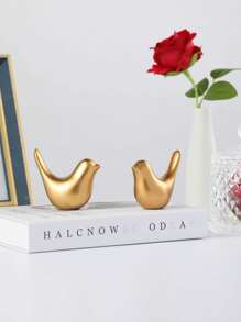 Creative Gold Bird Sculpture Home Decor, Set Of 2 For Living Room, Entryway, Bookshelf Display Best Gifts Birthday Graduation - Gold - View 6