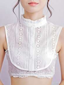 1 件装雪纺人造珍珠可拆卸领花毛衣装饰假领优雅配饰女士情人节 - 白色 - 查看 1