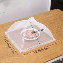 1pc Multifunctional Foldable Mesh Food Cover - White, Easy To Disassemble And Clean - Suitable For Outdoor Camping And Restaurant Use, Keeps Insects Away From The Dining Table - White - View 5