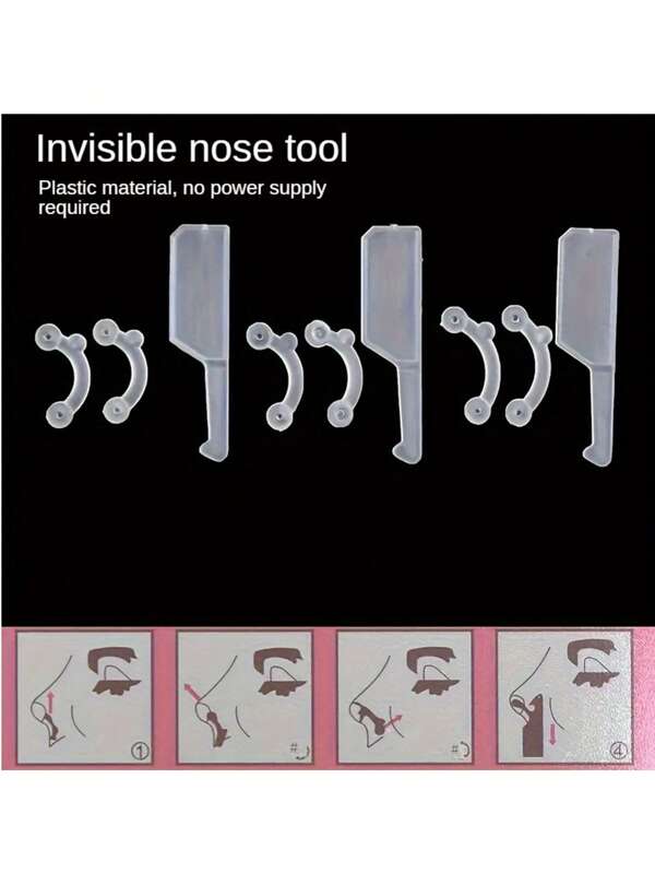 3 pares de elevadores nasales invisibles de silicona; Set de elevación nasal sin fragancia, sin necesidad de energía o batería; Funcionamiento fácil, suave y cómodo, seguro para la cavidad nasal, endereza el nose de manera natural; Adecuado para diferentes tipos de nariz
