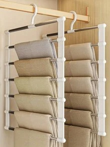 Tendedero portátil de almacenamiento, perchero multiusos de pantalones tipo escalera, percha plegable de acero inoxidable para pantalones con ganchos que no dejan marcas, estante de almacenamiento de pantalones multicapa sin dolor (autoensamblaje requerido, fácil instalación y funcionamiento), adecuado para pantalones, zapatos, vaqueros, botas, faldas