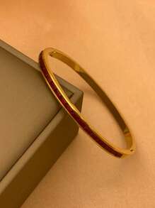 4pcs/3pcs/1pc 18K Gold-Plated Stainless Steel Bangle Bracelet With Luxury Rhinestone Design, Suitable For Gifts, Engagement, Daily Wear, Parties, Festivals, Beach Vacation - Gold - View 3