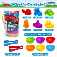 Counting Toys Matching Game Set With Sorting Bowls Learning Activity, Math Color Categorization Education Sensory STEM Toys, Suitable For Ages 3+