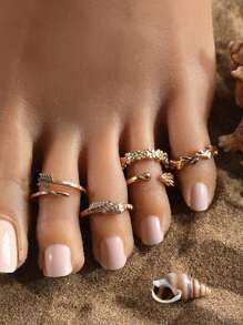 12pcs Fashionable Minimalist Adjustable Open Toe Rings, Suitable For Daily Wear, Beach, Holiday - Foot Rings - View 2