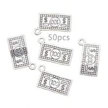 20/50 Stücke antik-silberne Dollar-Zeichen Anhänger, verdeckte Legierung Geldtasche Anhänger, 100 Dollar Schein Anhänger zum Selbermachen von Armbändern, Halsketten und Schmuck, 5 Stile